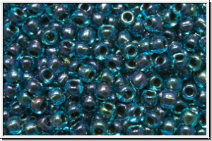 R-11-0248, TOHO Rocailles, 11/0, aqua, trans., black-ld., 10g