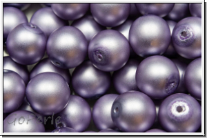 bhm. Glasperle, rund, 8mm, white, alabaster, lavender pearl, matte, 10 Stk.