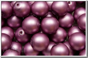bhm. Glasperle, rund, 8mm, white, alabaster, lt. burgundy pearl, matte, 10 Stk.