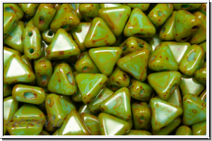 KHEOPS PAR PUCA, 6x5mm, olivine, dk., op., picasso, 50 Stk.