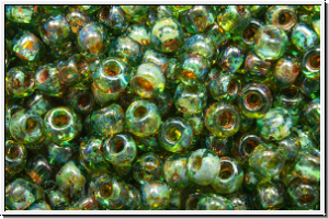 R-11-0314Y, TOHO Rocailles, 11/0, aquamarine, trans., picasso, 10g