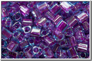 TG-11-0252, TOHO Triangles, 11/0, aqua, trans., purple-ld., 10g