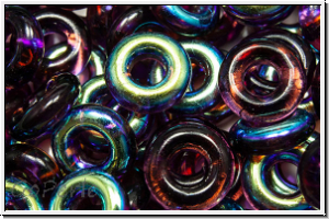 Glasring, 10x3,2mm, amethyst, dk., trans., AB, 10 Stk.