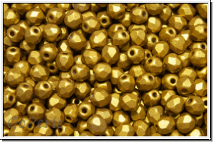 Bhm. Glasschliffperle, feuerpol., 3mm, brass, met., satin, 50 Stk.