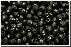 Bhm. Glasschliffperle, feuerpol., 3mm, black, op., etched, 50 Stk.