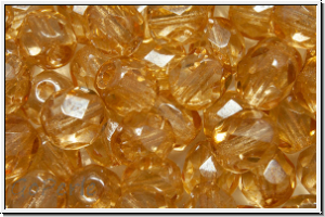 Bhm. Glasschliffperle, feuerpol., 6mm, crystal, trans., champagne luster, 25 Stk.