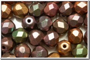 Bhm. Glasschliffperle, feuerpol., 6mm, purple gold, met., iris., satin, 25 Stk.