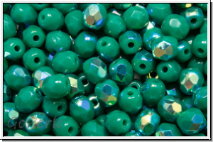 Bhm. Glasschliffperle, feuerpol., 4mm, turquoise, persian, op., AB, 50 Stk.