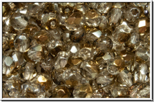 Bhm. Glasschliffperle, feuerpol., 4mm, crystal, trans., half valentinite, 50 Stk.