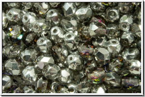 Bhm. Glasschliffperle, feuerpol., 4mm, crystal, trans., heliotrope, 50 Stk.