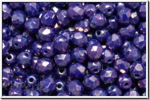 Bhm. Glasschliffperle, feuerpol., 4mm, blue, op., nebula, 50 Stk.