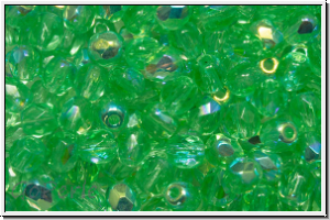 Bhm. Glasschliffperle, feuerpol., 4mm, mint, lt., trans., rainbow, 50 Stk.