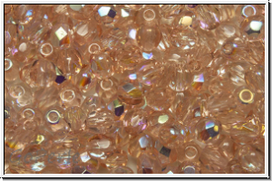 Bhm. Glasschliffperle, feuerpol., 4mm, vintage rose, trans., AB, 50 Stk.
