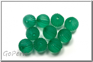Acryl-Perle, rund, gerillt, 9mm, emerald, matte, 10 Stk.