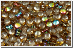 Diabolo-Beads, 5x5mm, crystal, trans., brown AB, 25 Stk.