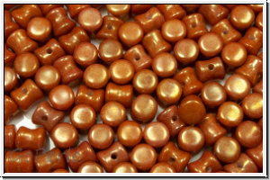 Diabolo-Beads, 5x5mm, white, op., peach marbled, 25 Stk.