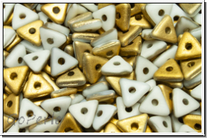 Tri-Beads, 4mm, white, op., half brass, matte, 100 Stk.