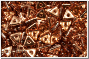 Tri-Beads, 4mm, rosaline, dk., trans., half capri gold, 100 Stk.