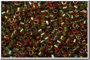 DB1741, MIYUKI Delica, 11/0, topaz, dk., trans., olivine-ld., AB, 5g