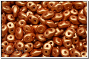 SD-02010-29412, SuperDuo Beads, white, alabaster, copper met. matte, 10g