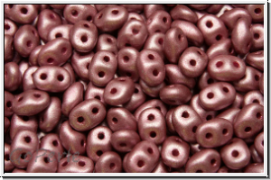 SD-02010-29489, SuperDuo Beads, white, alabaster, rouge met. matte, 10g