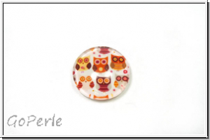 Glascabochon, hinterklebt, rund, 12x4mm, Eule, 1 Stk.