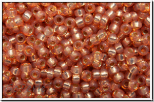 RR-15-4233, MIYUKI Rocailles, 15/0, peach (dyed), trans., silver-ld., duracoat, 5g