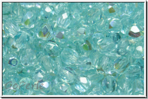 Bhm. Glasschliffperle, feuerpol., 4mm, aqua, lt., trans., AB, 50 Stk.