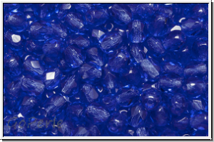 Bhm. Glasschliffperle, feuerpol., 4mm, blue, trans., 50 Stk.