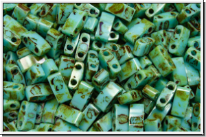 HTL-4514, MIYUKI Half Tila Beads, aqua, op., picasso, 5g