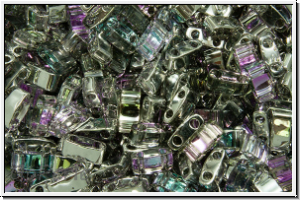 HTL-4574, MIYUKI Half Tila Beads, crystal, trans., half lt. vitrail, 5g