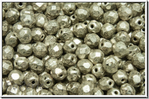 Bhm. Glasschliffperle, feuerpol., 4mm, silver, old, met., 50 Stk.