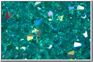 Preciosa Bicone, 4mm, blue zircon, trans., AB, 50 Stk.