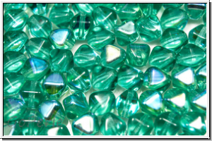 bhm. Glasperle, Bicone, 6mm, aqua green,  trans., AB, 30 Stk.