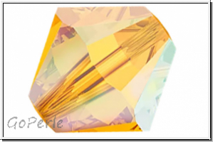Preciosa Bicone, 4mm, topaz, trans., AB2x, 50 Stk.