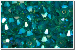 Preciosa Bicone, 4mm, blue zircon, trans., AB2x, 50 Stk.