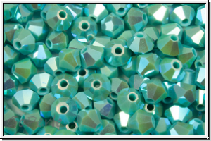 Preciosa Bicone, 4mm, turquoise, op., AB2x, 50 Stk.