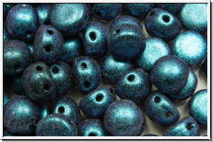 2-Loch-Cabochon, 6mm, black, op., indigo antique met., 20 Stk.
