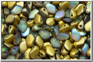 Gekko-Beads, 3x5mm, crystal, trans., golden AB, matte, 50 Stk.