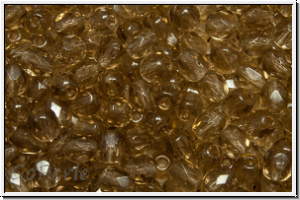Bhm. Glasschliffperle, feuerpol., 4mm, light smoked topaz, trans., 50 Stk.