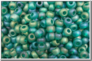 PR-11-51710M, PRECIOSA Rocailles, 11/0, emerald, lighter, trans., matte, AB, 20g