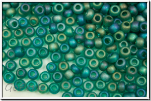 PR-11-51710M, PRECIOSA Rocailles, 11/0, emerald, lighter, trans., matte, AB, 20g