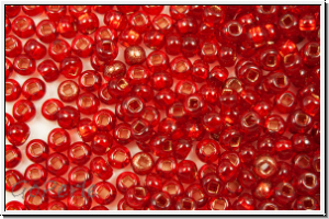 PR-11-99090, PRECIOSA Rocailles, 11/0, siam, dk., trans., silver-ld., 20g