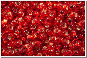 PR-11-97070, PRECIOSA Rocailles, 11/0, siam, lt., trans., silver-ld., 20g