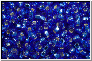 PR-11-37050, PRECIOSA Rocailles, 11/0, sapphire, dk., trans., silver-ld., 20g