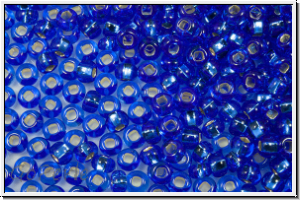 PR-11-37050, PRECIOSA Rocailles, 11/0, sapphire, dk., trans., silver-ld., 20g