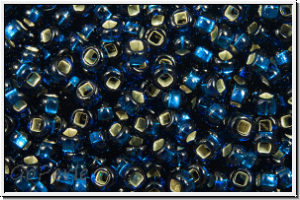 PR-11-67100, PRECIOSA Rocailles, 11/0, blue, capri, dk., trans., silver-ld., 20g