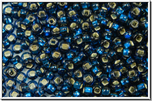 PR-11-67100, PRECIOSA Rocailles, 11/0, blue, capri, dk., trans., silver-ld., 20g