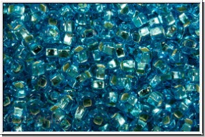 PR-11-67010, PRECIOSA Rocailles, 11/0, aqua, trans., silver-ld., 20g