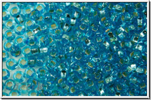 PR-11-67010, PRECIOSA Rocailles, 11/0, aqua, trans., silver-ld., 20g